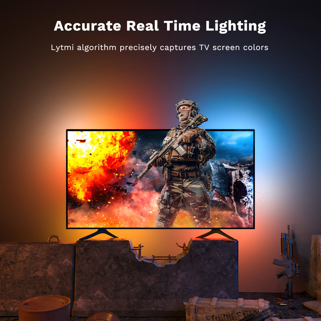  Lytmi Fantasy 3 TV Backlight Kit HDMI 2.1 with Sync Box Wi-Fi  for 65~70 inch 8K 60Hz Color Lights Compatible Alexa & Google Assistant,  App Control, Music RGB (Red, Green, Blue)